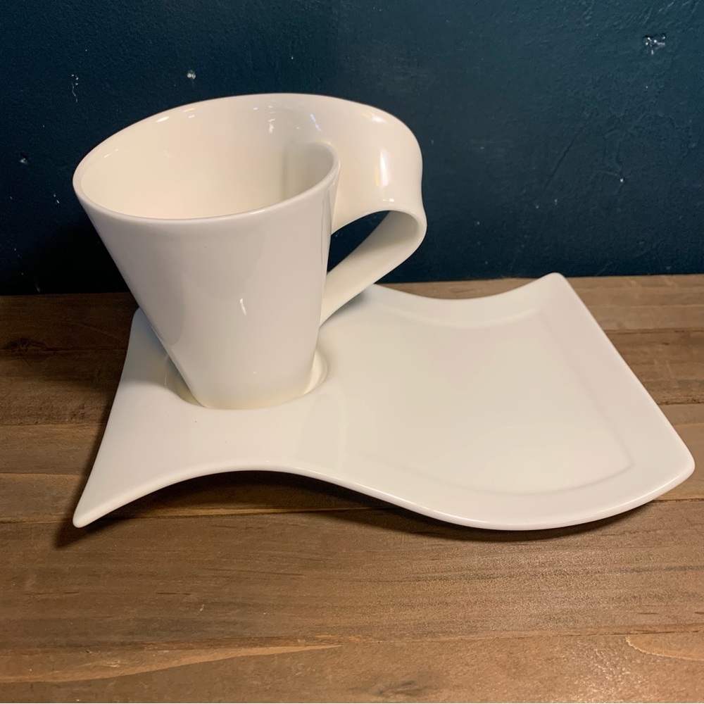 Villeroy and Boch New Wave  Mug Plate Set Great Condition Cream White Porcelain